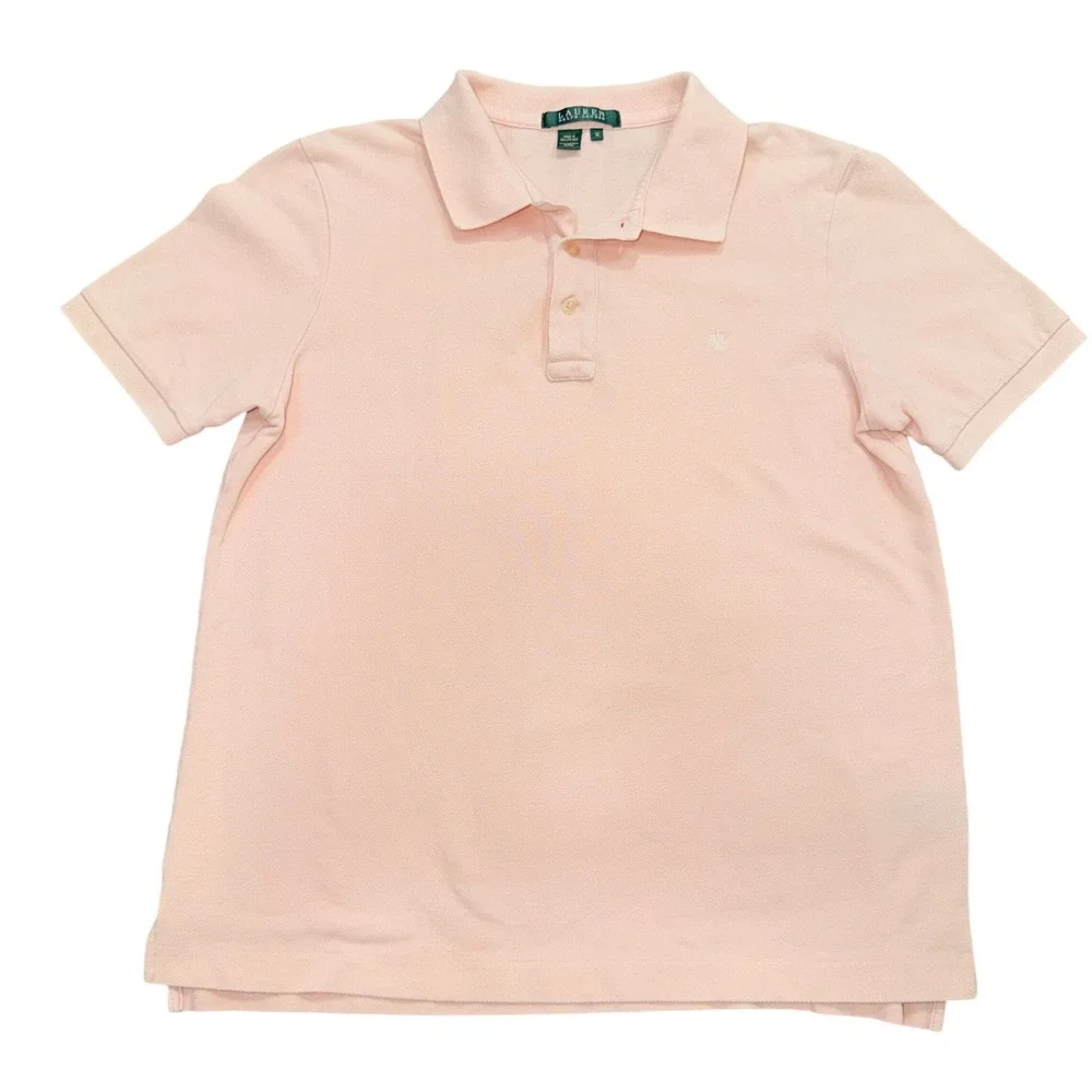 Lauren Ralph Lauren Womens Pink Short Sleeve Cotton Pique Polo Shirt Size M - Picture 1 of 7